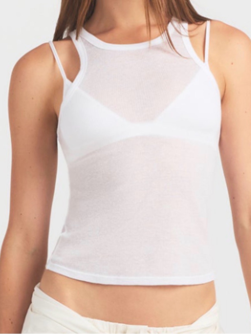 SKIMS White Sheer Layered Tank Top
